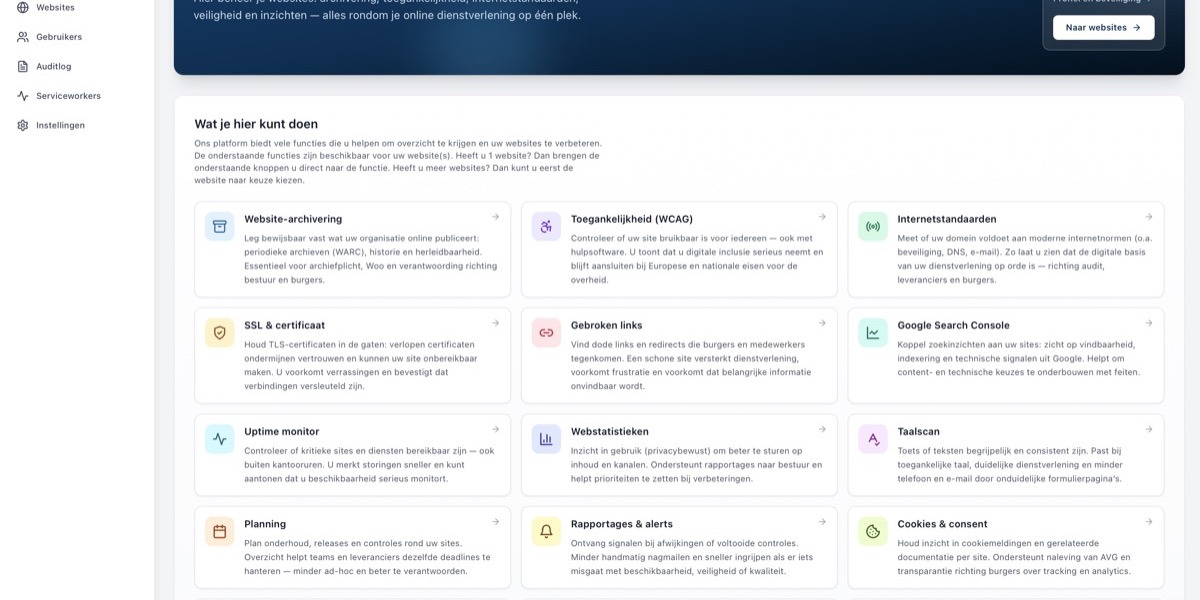 InnoARCHIVE-dashboard met governance-functies