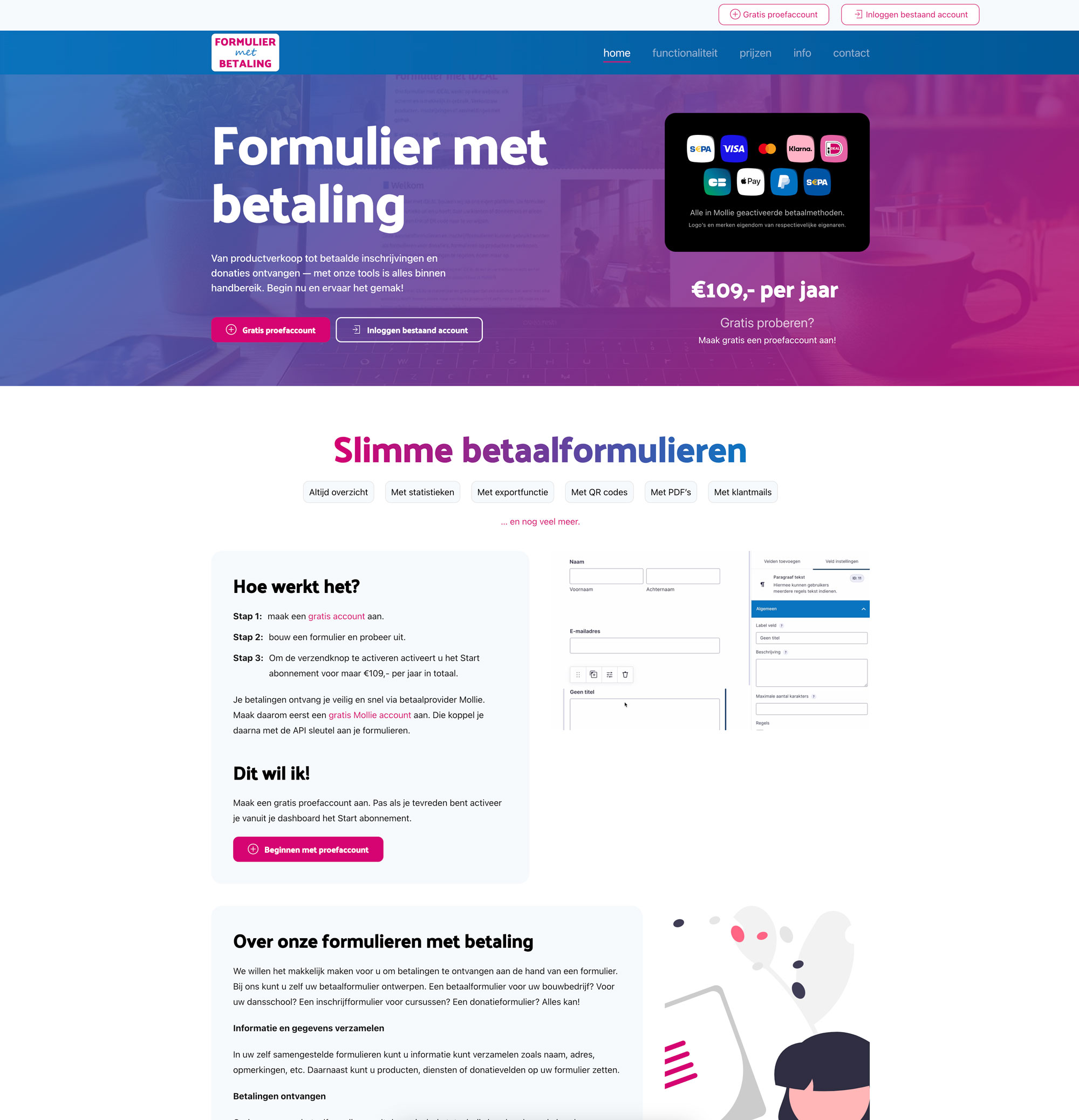 Screenshot Formulier met betaling
