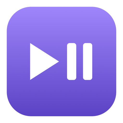 The TuneLatch app icon: a white play and pause symbol on a purple background.